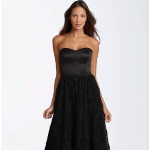 Adrianna Papell Strapless Rosette Ball Gown BLACK SIZE 6